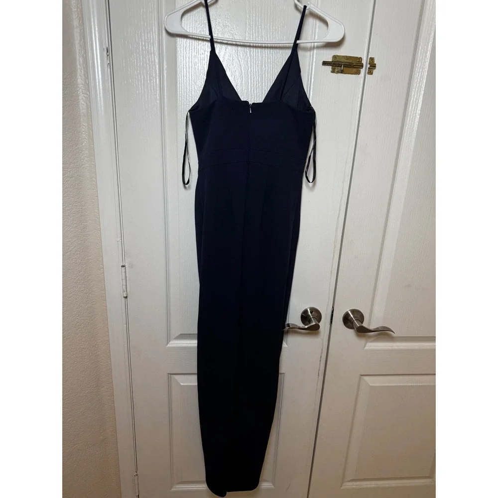 BHLDN Navy Blue V-Neck Wrap Tulip Maxi Dress Bridesmaid Formal Gown US 0